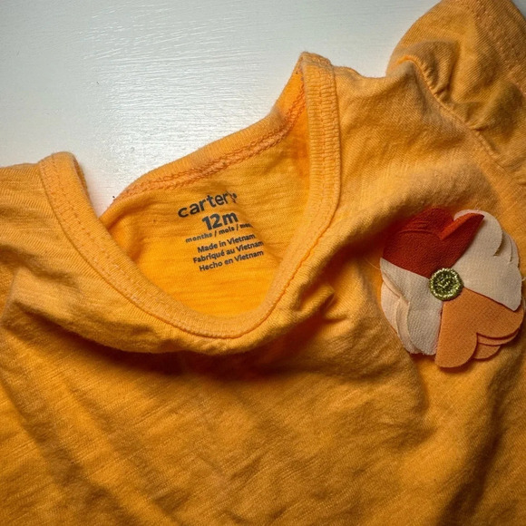 Baby Girl Orange Blouse and Floral Pants Set 12 months - Picture 6 of 6